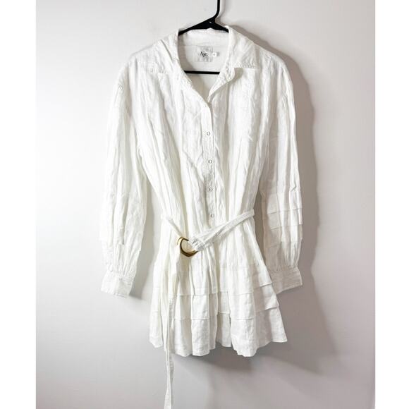 AJE RECURRENCE BELTED SMOCK DRESS White Size 8 - Picture 4 of 8